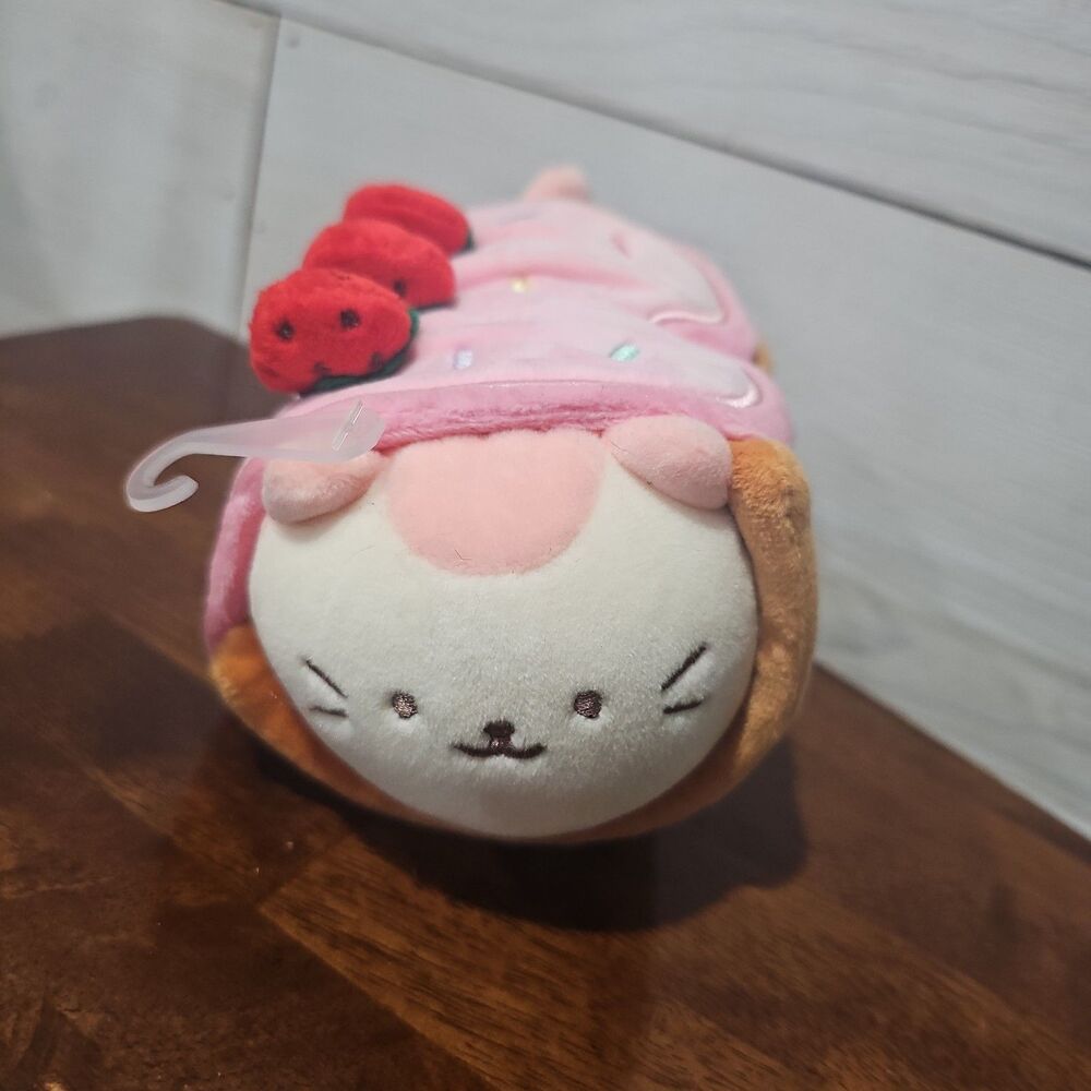 Anirollz Kittiroll Strawberry Rollcake Cat Plush Small 6" Kawaii Kitty Doll